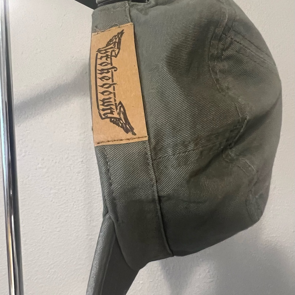 Vintage Brokedown Military Style Cap with Logo Patch One Size